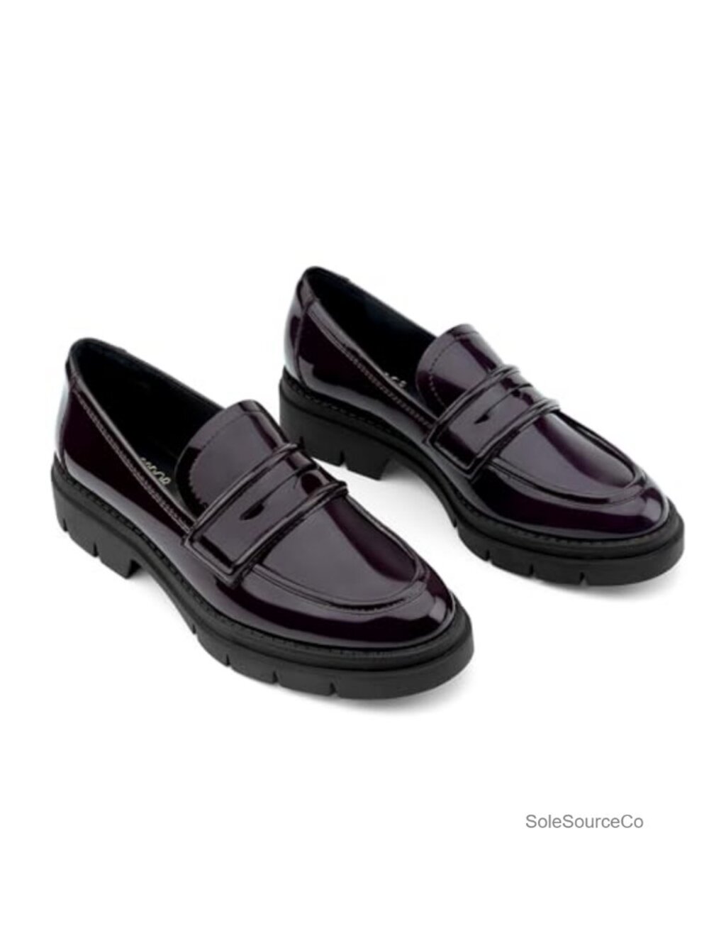 Women's Chunky Lug Sole Slip On Loafers Round Toe Platform Work Shoes